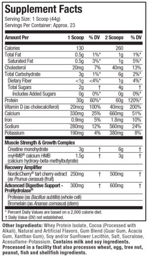 MUSCLETECH NITRO TECH ELITE PROTEIN 998GR - Afbeelding 2