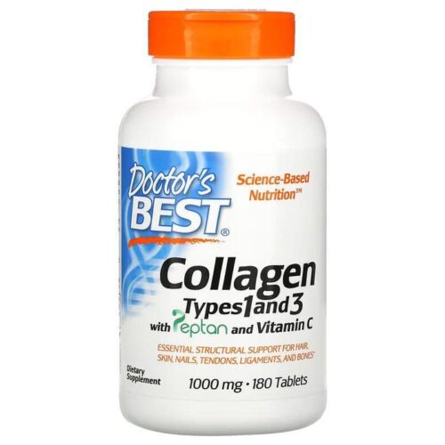 Collagen Types 1 and 3 with Peptan and Vitamin C 1,000 mg (180 Tablets)